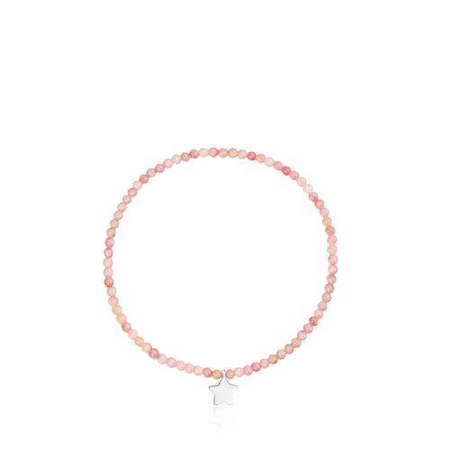 Pulsera elástica con ópalo rosa y estrella de plata TOUS Motivos